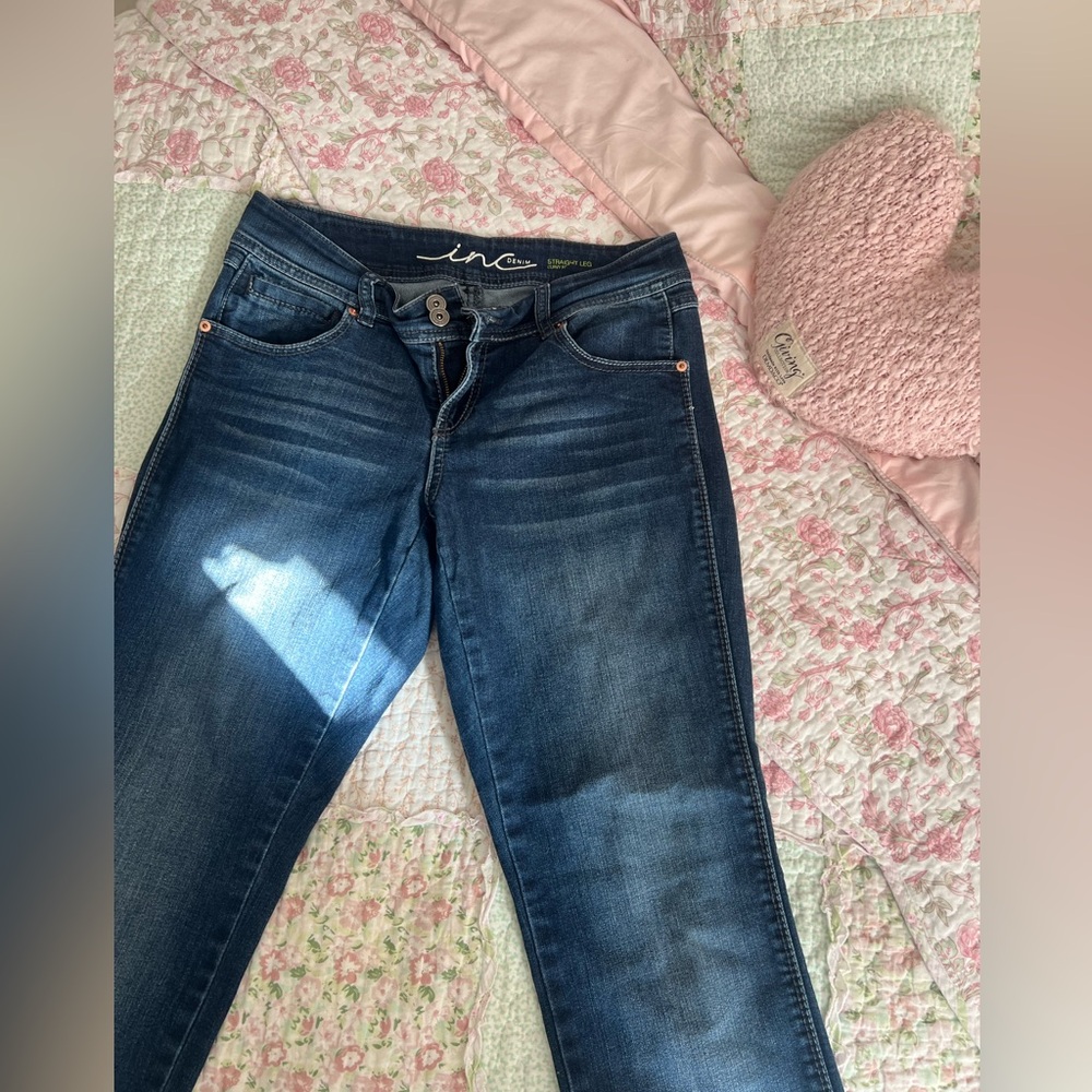 INC Denim Vintage Y2K Straight Leg Jeans - Darker Wash